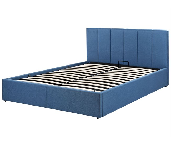 Beliani Cama com estrado Poliéster DREUX 151x214 Azul