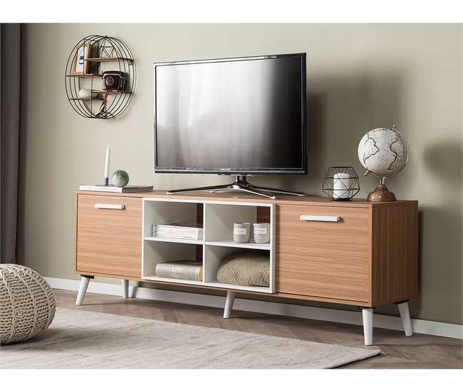Beliani Mesa de TV ALLOA 180 Branco