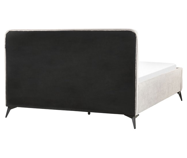 Beliani Cama com estrado Poliéster VALOGNES 172x220 Cinza Claro