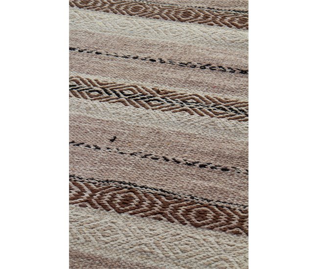 Tapete de algodão listrado 120x60 Castanho