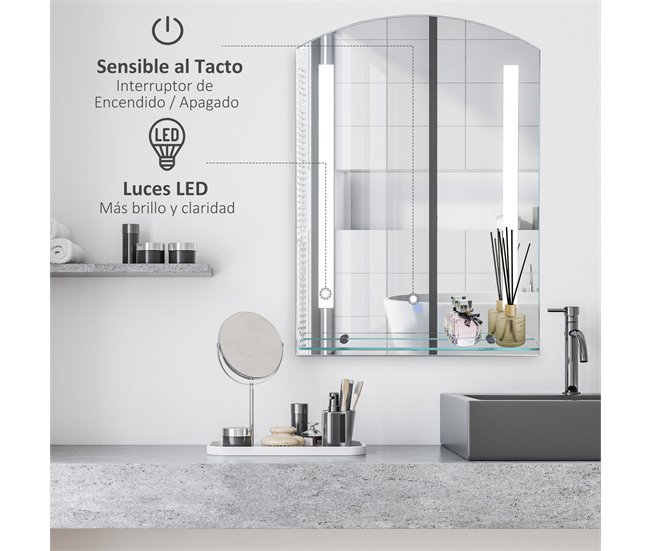 Espelho de Banheiro com LED Vidro, Alumínio kleankin 50x70 Prata