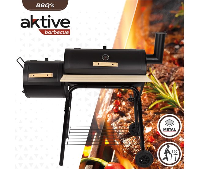 Barbecue e fumeiro a carvão portátil Aktive Preto