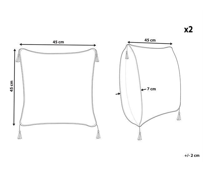 Beliani Almofada decorativa SCHEFFLERA 45x45 Branco/ Preto