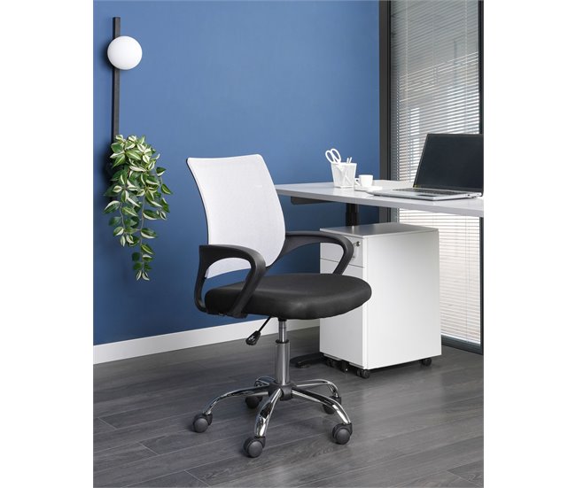Beliani Cadeira de escritório SOLID Branco/ Preto