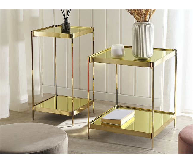 Beliani Mesa auxiliar ALSEA 29x29 Dourado