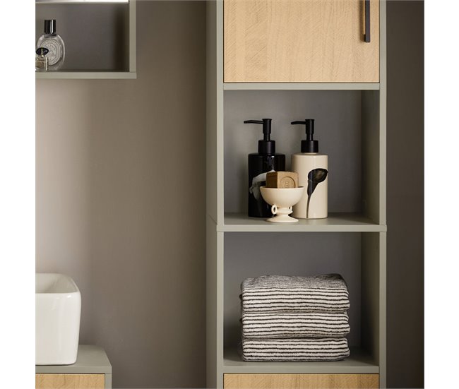 Armário de casa de banho alto com 2 portas BZR131-NG SoBuy Cinza