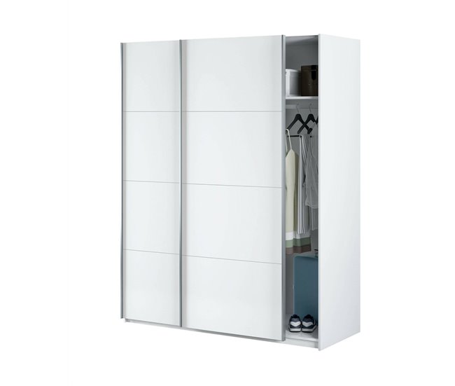 Armário 2 portas com efeito madeira 150 Branco Brillo