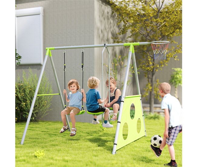 Conjunto de Brincar para Exterior Metal, PE e Poliéster AIYAPLAY Verde
