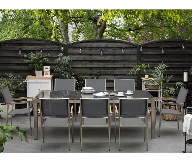 Beliani Conjunto de comedor GROSSETO Cinza Escuro
