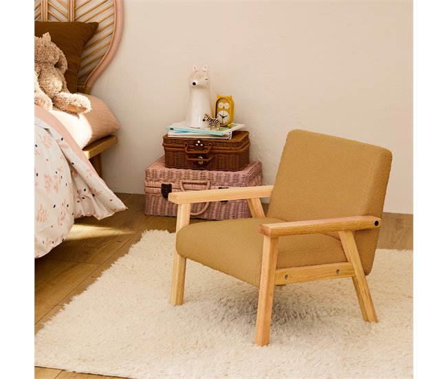 ISAK Cadeirão de madeira escandinavo para crianças Mostarda
