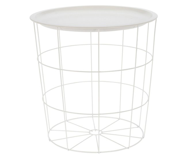 Well Home Mesa lateral de metal Branco