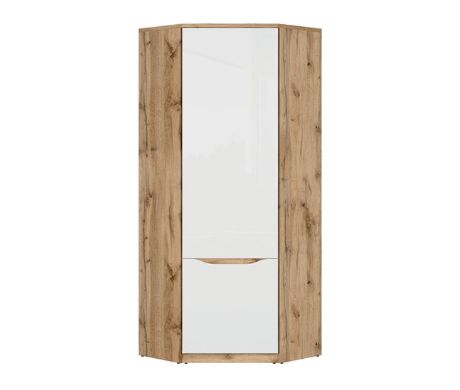 Armário de canto de 1 porta June Natural/ Branco