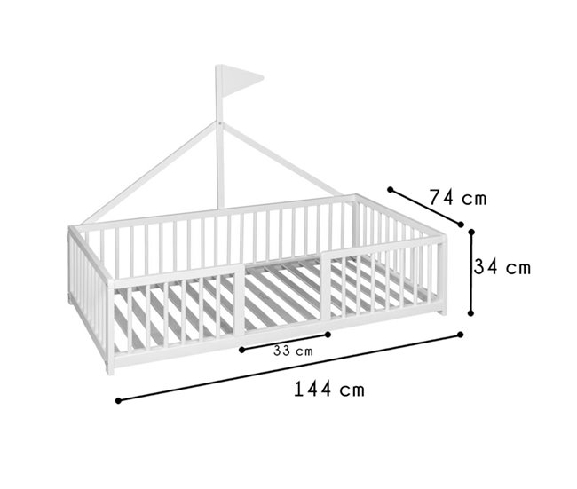 Cama infantil tipi Apache Wonderland Nat + Colchão Ternum Madeira