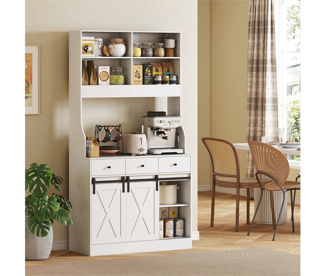 Armário de Cozinha Melamina de Madeira HOMCOM, casa - cozinha Branco