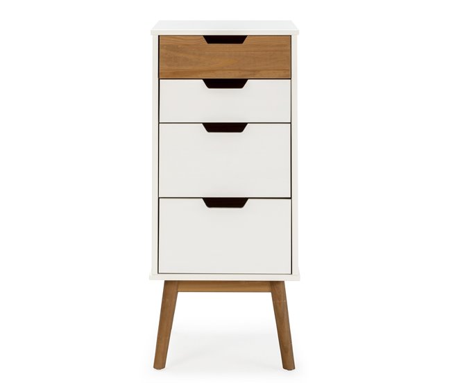  Armário de cabeceira Baku 4 gavetas branco/cera 40 Branco Veta