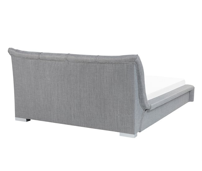 Beliani Cama com estrado Poliéster NANTES 168x237 Branco/ Bege