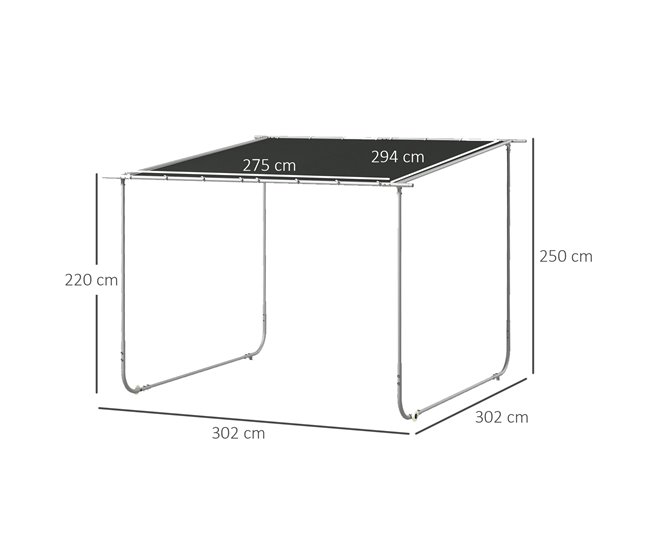 Pérgola de Exterior Aço e Poliéster Cinza