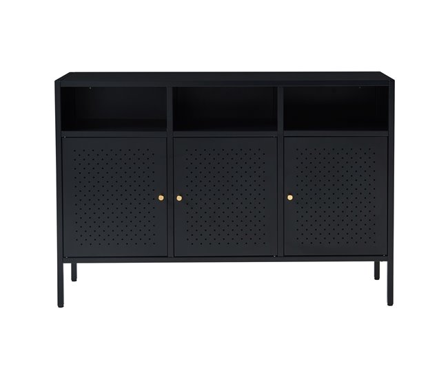 Aparador de aço Janakkala com 3 portas Preto