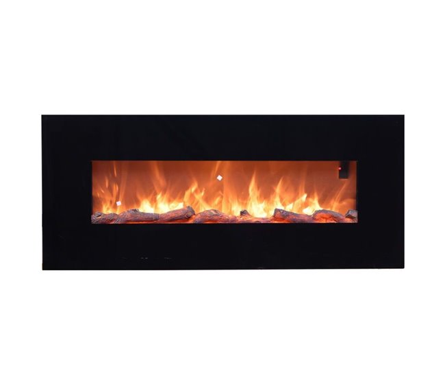 Sined STELVIO Lareira eléctrica de parede em aço e vidro 1500W Incluindo controlo remoto, Preto Preto