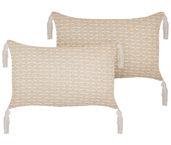 Beliani Almofada decorativa HAKONE 45x25 Bege