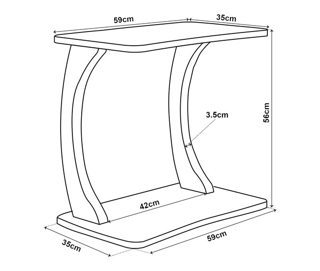 Mesa de apoio em forma de C Stattela [en.casa] 59x35 Branco