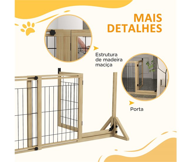 Barreira para Cães Madeira de Pinho e Aço PawHut Madeira