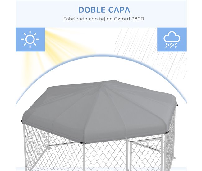 Canil de Exterior Aço galvanizado, tecido Oxford PawHut Prata