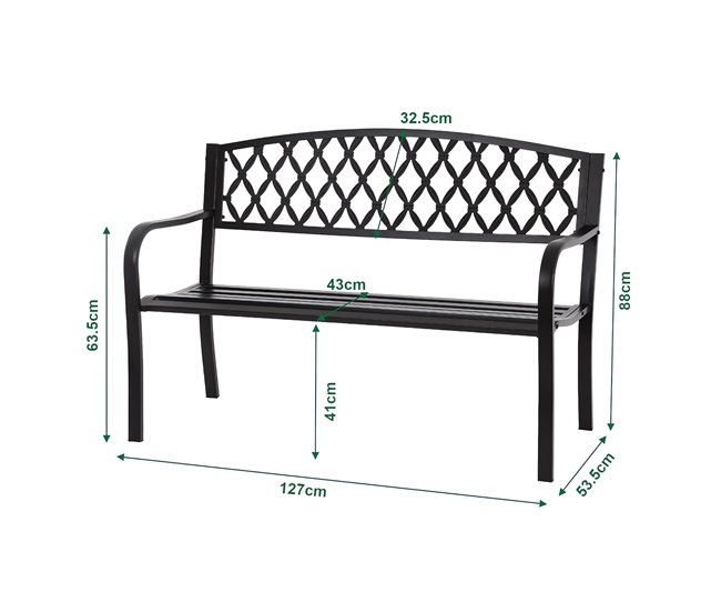 Banco de jardim exterior Opsasar de 3 lugares [casa.pro] 127x53 Branco