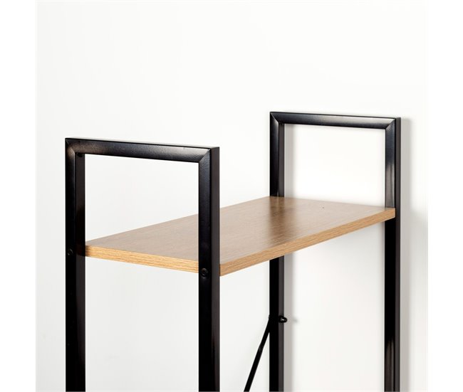 Max Home Secretária com prateleiras em madeira e aço 120x64 Preto/ Madeira