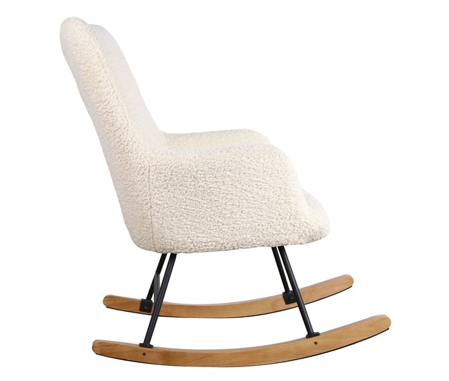 Silla mecedora en tejido bouclette KAIRA Bege