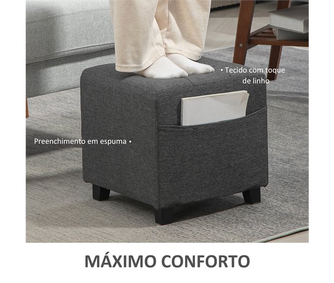 Apoio para os Pés Poliéster HOMCOM, casa - quarto Cinza