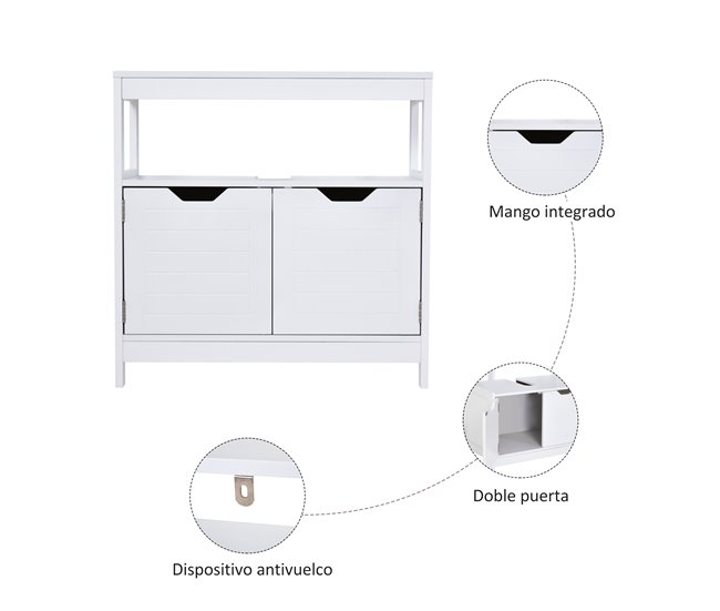 Armário Casa de Banho Placa de MDF kleankin, casa - casa de banho 60 Branco