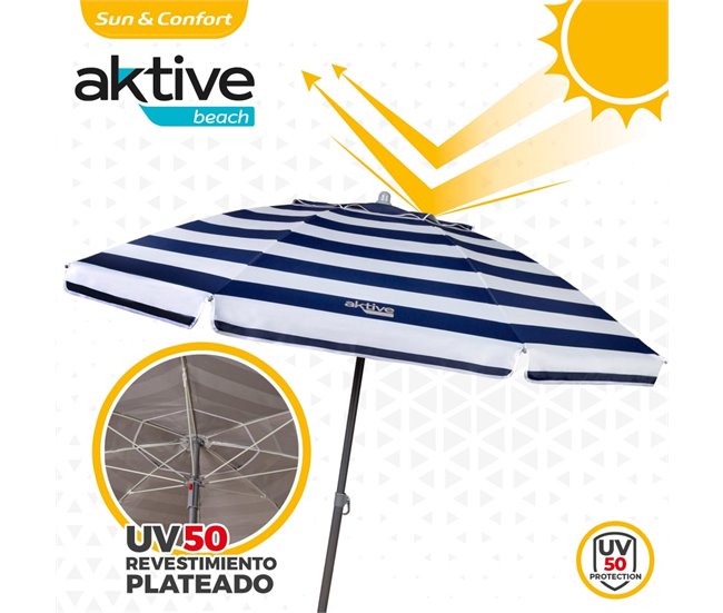 Guarda-sol tubo alumínio UV50 Aktive Beach Azul Marino