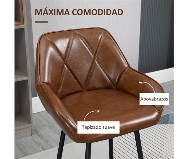 Bancos Altos PU, Espuma e Aço HOMCOM, casa - cadeiras Castanho