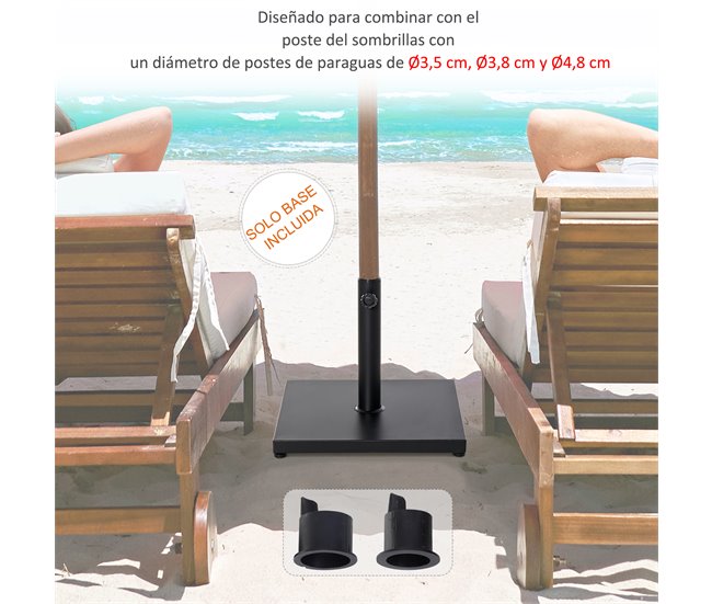 Base Chapéu de Sol com Roda Aço Outsunny 45x45 Preto