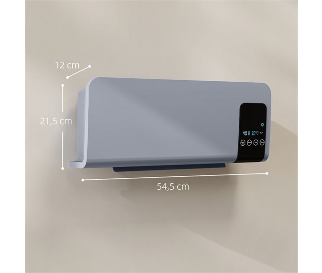 Aquecedor Elétrico de Parede ABS HOMCOM Cinza
