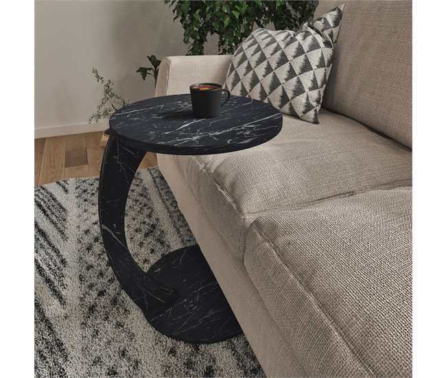 Mesa de apoio Holeby com 4 rodízios [en.casa] 38x38 Preto