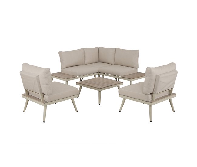 Set de jardim BIARRITZ com sofá e mesa de centro branca Branco/ Madeira