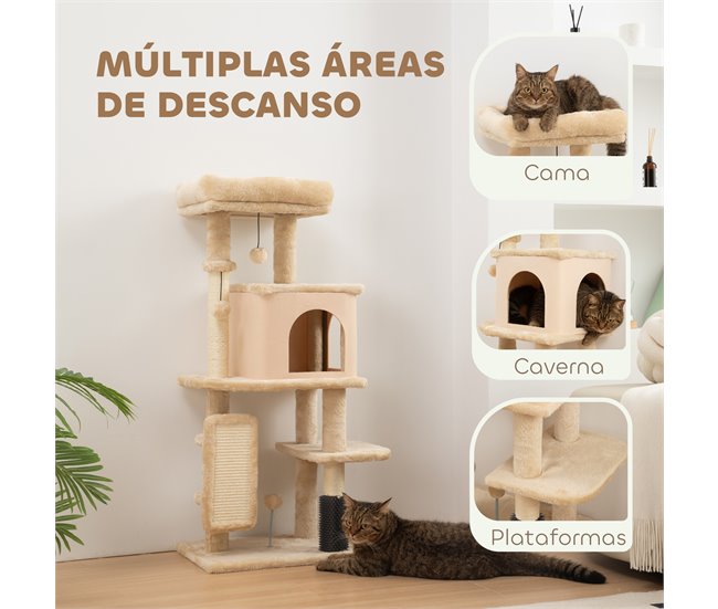 Arranhador para Gatos Melamina de Madeira e Sisal PawHut Cru