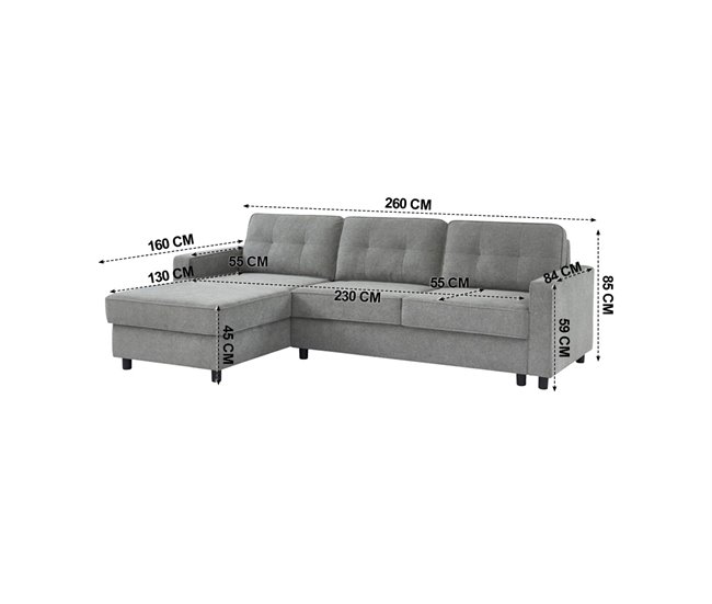 Chaise longue CIAN reversível 3 lugares cinza Cinza