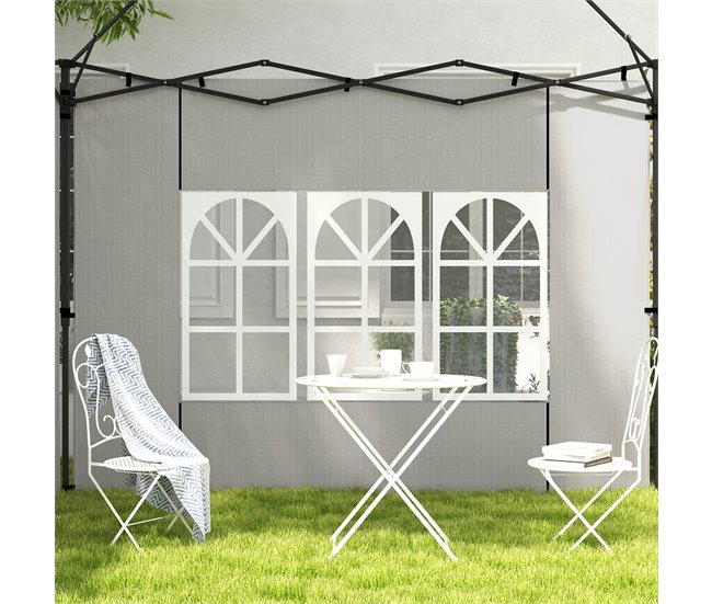 2 Paredes Laterais para Tendas PE e PVC Outsunny 293x193 Branco