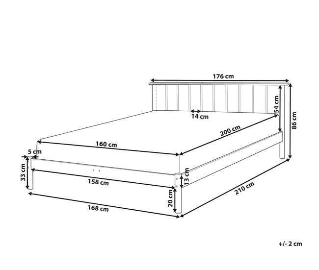 Beliani Cama com estrado Pinho BARRET 176x209 Castanho