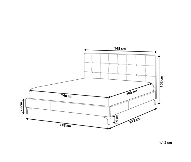 Beliani Cama com estrado Veludo AMBERT 148x212 Cinza