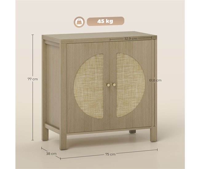 Aparador Melamina de Madeira HOMCOM Castanho