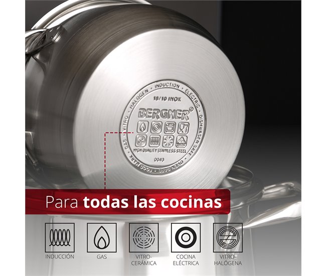 Trem de cozinha GOURMET da marca BERGNER 8 peças Cinza
