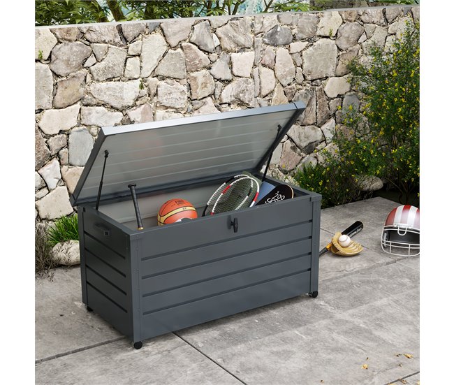 Baú de Armazenamento aço galvanizado Outsunny Cinza