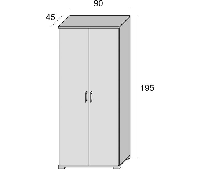 Armário multiuso com 2 portas com efeito madeira 90 Branco
