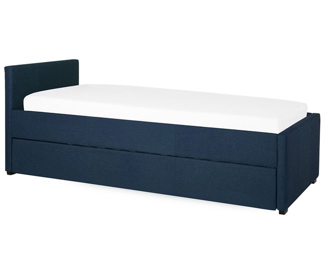 Beliani Cama com estrado Poliéster MARMANDE 86x214 Azul Marino