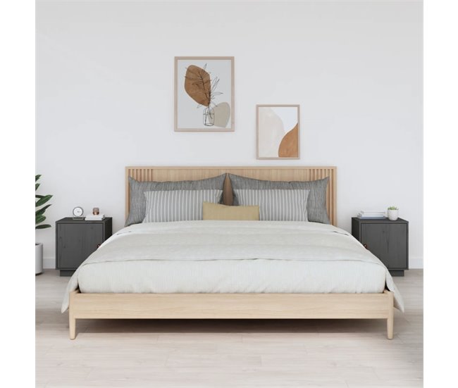 Soluna Home - Mesitas De Noche Clark Mills 2 peças 34 Cinza