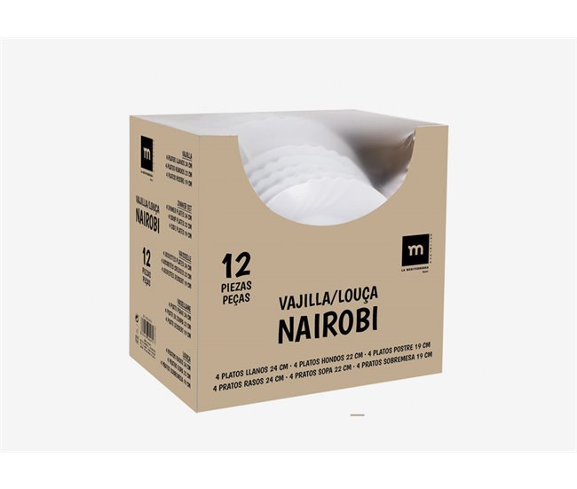 Serviço de loiça de mesa NAIROBI de 12 peças Branco